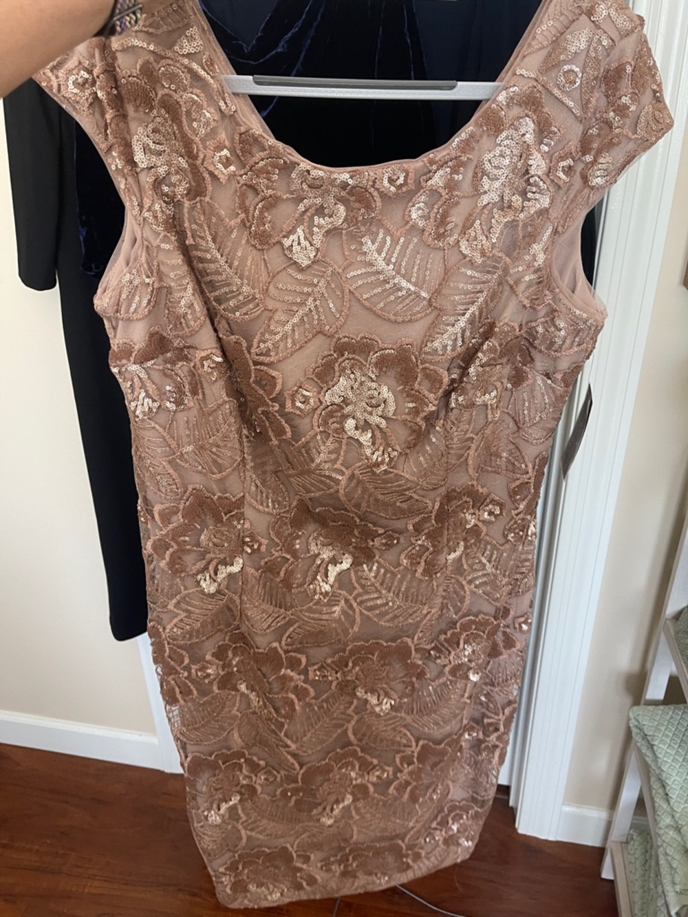 Alex Evenings Rose Gold Lace Sequin Midi Dress - Picture 10 of 15